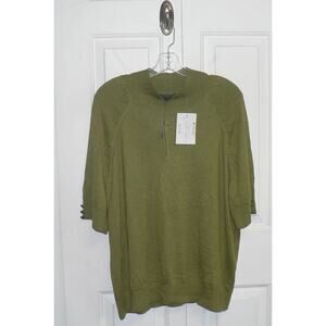 Belldini Women's Rivet Detail Short Sleeve‎ Mock Neck Sweater in Green 3x $84